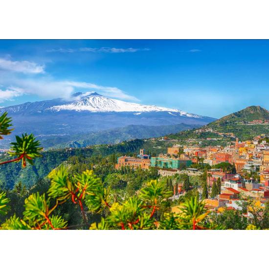 Puzzle Enjoy Vulcão Etna e Taormina, Sicília de 1000 Peças