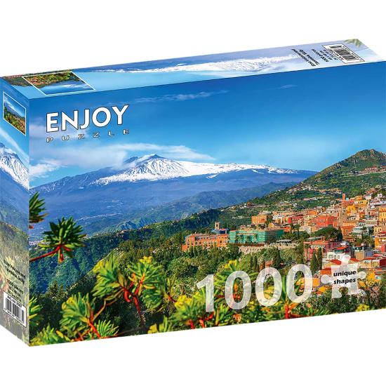 Puzzle Enjoy Vulcão Etna e Taormina, Sicília de 1000 Peças