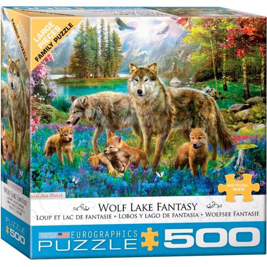 Puzzle Eurographics Lobos e Fantasy Lake 500 Peças