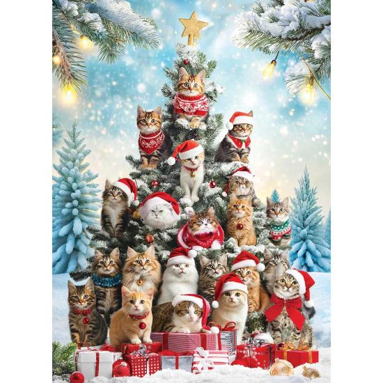 Puzzle Eurographics Árvore De Natal de Gatos 1000 Peças