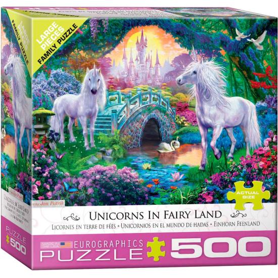 Puzzle Eurographics Unicórnios no Mundo das Fadas 500 Peç