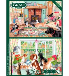 Puzzle Falcon Animais em Casa 2 x 1000 Peças