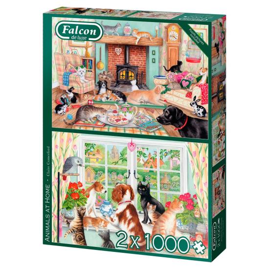 Puzzle Falcon Animais em Casa 2 x 1000 Peças
