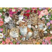 Puzzle Falcon Gatos em Flores 1000 Peças