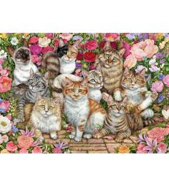 Puzzle Falcon Gatos em Flores 1000 Peças