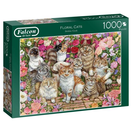 Puzzle Falcon Gatos em Flores 1000 Peças