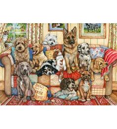Puzzle Falcon Dogs no sofá 1000 peças
