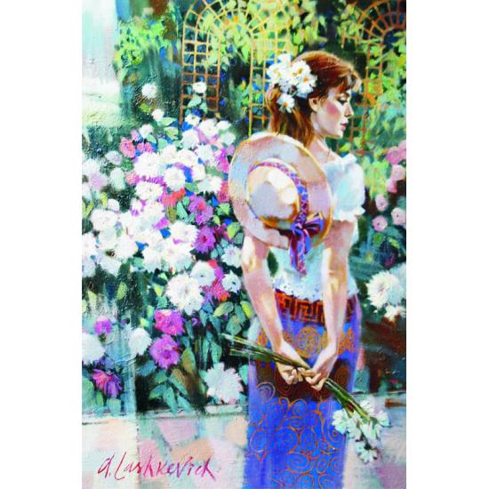 Puzzle Gold Walk pelo jardim de flores 1000 peças