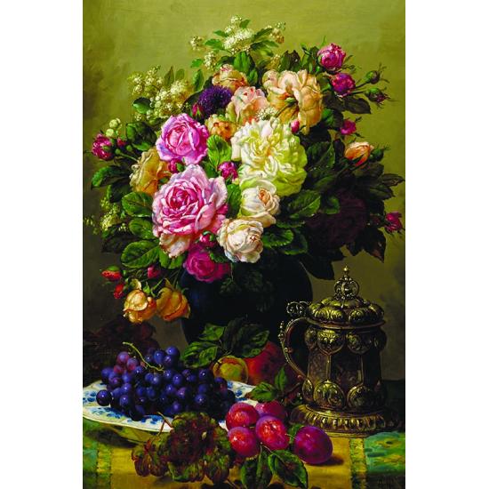Puzzle Gold rosas, uvas e ameixas de 1000 peças