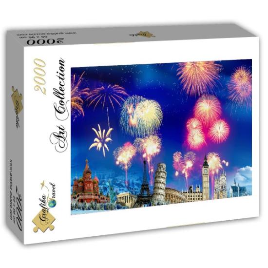 Puzzle Grafika Ano Novo ao redor do mundo 2000 peças