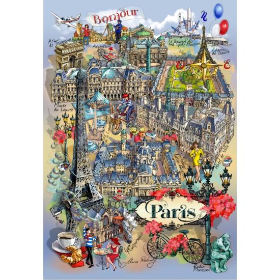 Puzzle Grafika Colagem de Paris de 1000 Peças