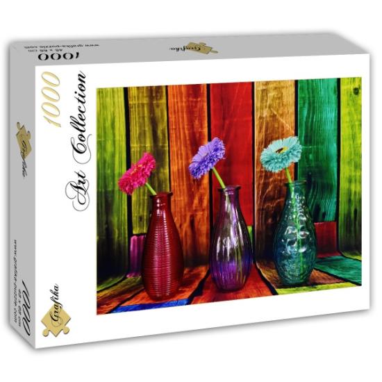 Puzzle Grafika Flores em Vasos Coloridos 1000 Peças