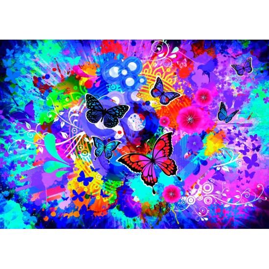 Puzzle Grafika Flores e Borboletas de Cores de 1500 Pzs