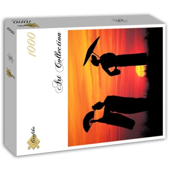 Grafika Gueixa ao pôr do sol Puzzle de 1000 peças