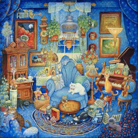 Puzzle Grafika Quarto Azul 1000 Peças