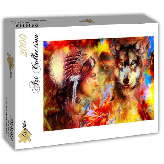 Puzzle Grafika Mulher Indiana e o Lobo de 2000 Peças