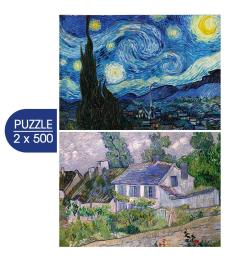 Puzzle Grafika Noite Estrelada e Casa em Auvers 1000 Peças