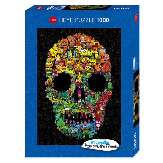 Puzzle de 1000 peças de caveira de rabiscos Heyye