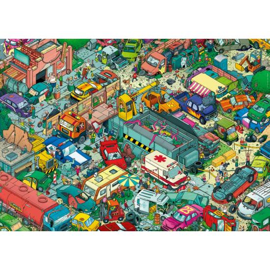 Puzzle Heye Cemitério de Carros Caixa Triângulo de 1000 Peças Puzzle Heye Cemitério de Carros Caixa Triângulo de 1000 Peças