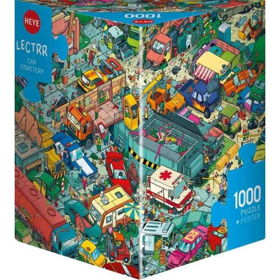 Puzzle Heye Cemitério de Carros Caixa Triângulo de 1000 Peças Puzzle Heye Cemitério de Carros Caixa Triângulo de 1000 Peças