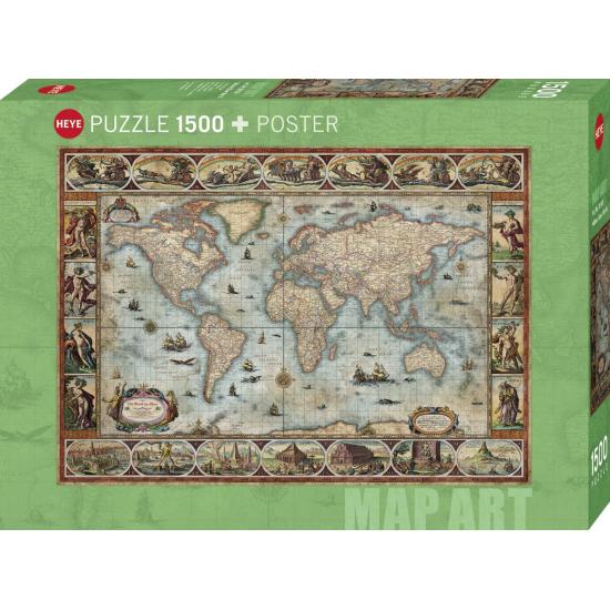 Puzzle Heye Mundo de Willem Blaeu de 1000 Peças