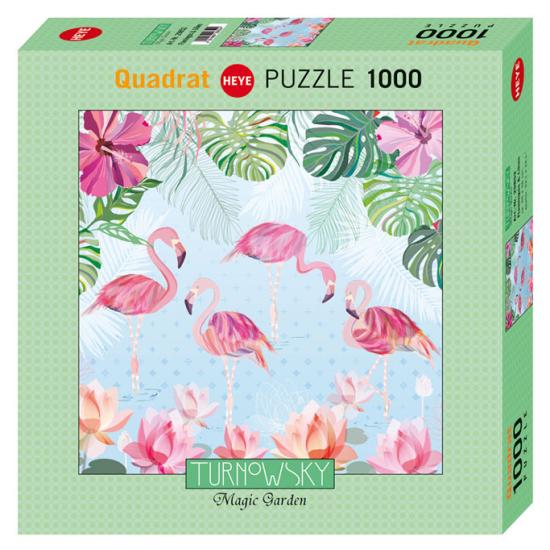 Puzzle de 1.000 peças Hey flamingos e lírios