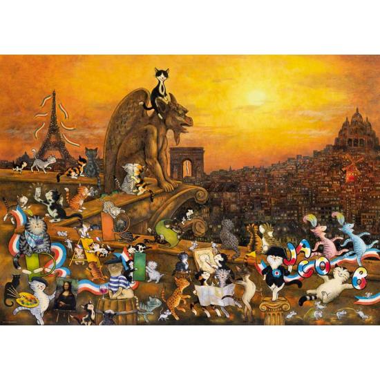 Puzzle Heye Gatos em Paris (Caixa Triangular) de 1000 Peças