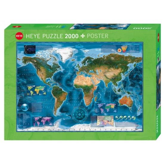 Puzzle Heye Imagem de Satélite do Mundo 2000 Peças