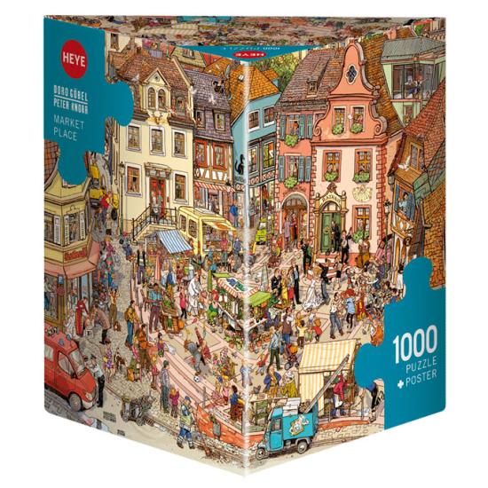 Heye Market Square Puzzle, Caixa Triangular de 1000 Peças Heye Market Square Puzzle, Caixa Triangular de 1000 Peças