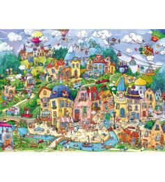 Heye Pueblo Feliz Puzzle (Caixa Triangular) de 1500 Peças