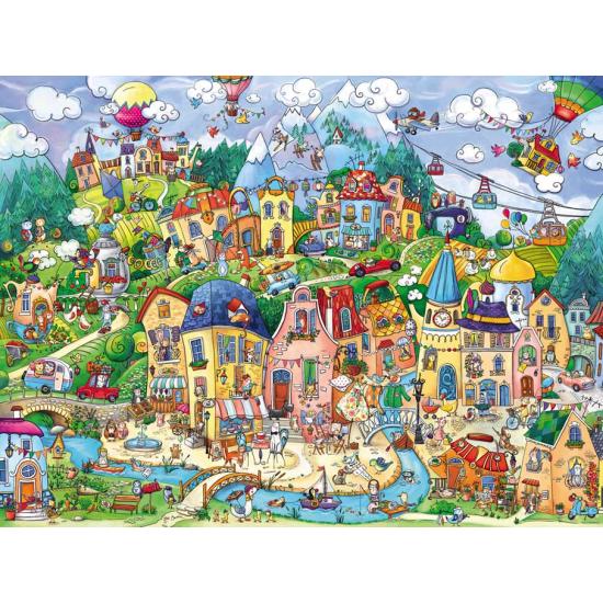 Heye Pueblo Feliz Puzzle (Caixa Triangular) de 1500 Peças