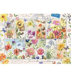 Puzzle Jumbo coleção de selos de flores de verão de 1000