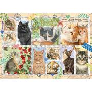 Puzzle Jumbo de coleção de selos de gato de 1.000 peças