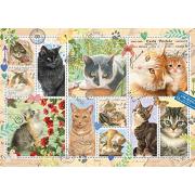 Puzzle Jumbo de coleção de selos de gato de 1.000 peças