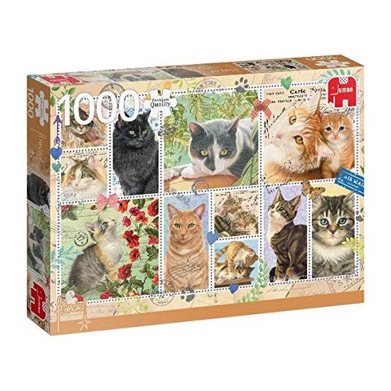 Puzzle Jumbo de coleção de selos de gato de 1.000 peças