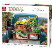 Puzzle King Caminhão Vintage Com Flores 1000 Peças