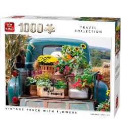 Puzzle King Caminhão Vintage Com Flores 1000 Peças