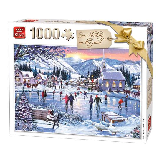Puzzle King Ice Skating on the Pond 1000 Piece