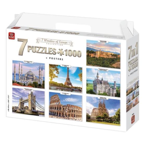 Puzzle King Sete Maravilhas da Europa 7 x 1000 Peças