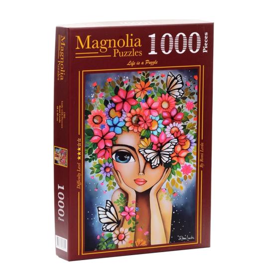 Puzzle Magnolia Senhora com Flores de 1000 peças