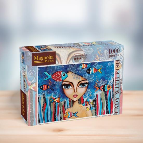 Puzzle Magnolia Senhora com Peixe 1000 peças