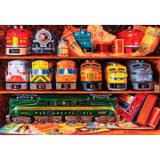 Prateleiras de peças de Puzzle cheias de trens 2.000 peça