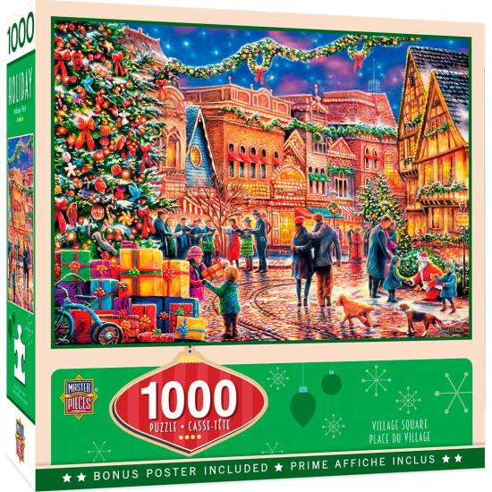 Puzzle MasterPieces Town Square no Natal de 1000 Pzs