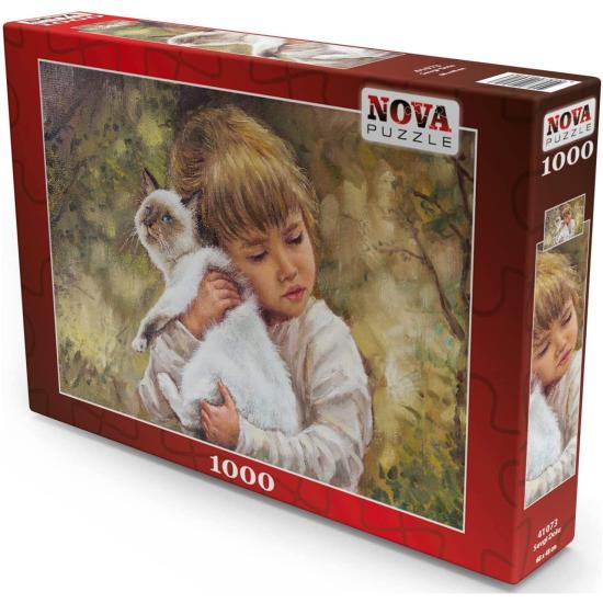 Puzzle Nova O Gato e o Amor de Garota 1000 Peças Puzzle Nova O Gato e o Amor de Garota 1000 Peças