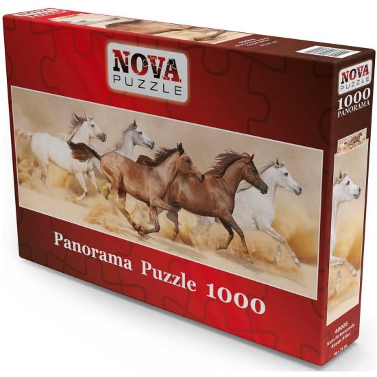 Cavalos de Puzzle Nova Panorama correndo na tempestade de