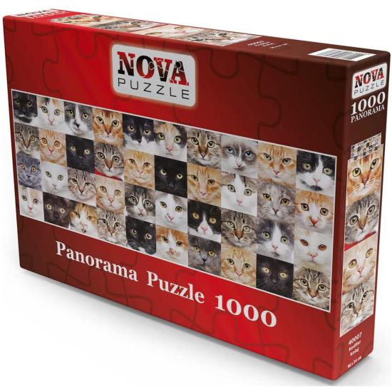 Puzzle Nova Panorama Colagem de Gatos de 1000 Pzs