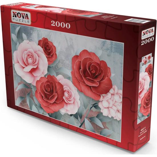 Puzzle Nova Rosas Vermelhas e Rosas 2000 Peças