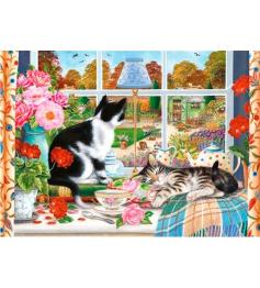 Gatos de lontra olhando pela janela Puzzle de 1000 peças