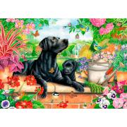 Puzzle Otter House Labrador Preto e Cachorrinho 1000 Peça