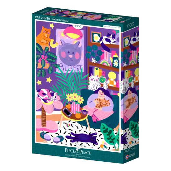 Puzzle Pieces and Peace Amante De Gatos de 1000 peças